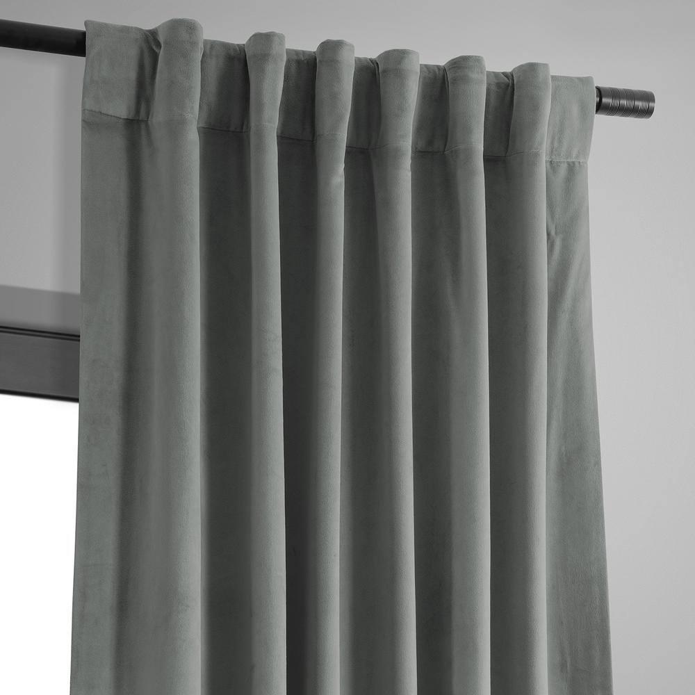 Half Price Drapes Signature Silver Grey Velvet Blackout Curtains for Bedrooms(1 Panel), 50WX 96L