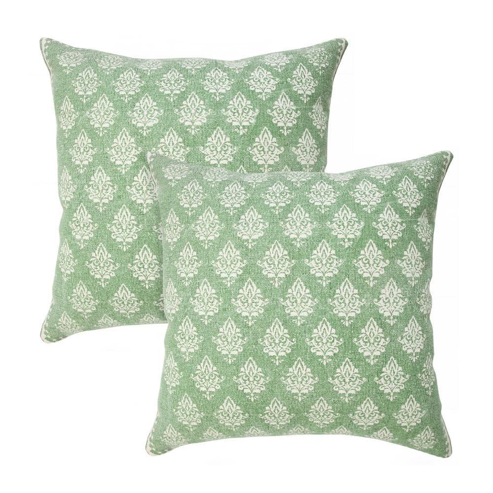 Classic Damask Stonewashed Handmade Cotton Throw Pillow Set