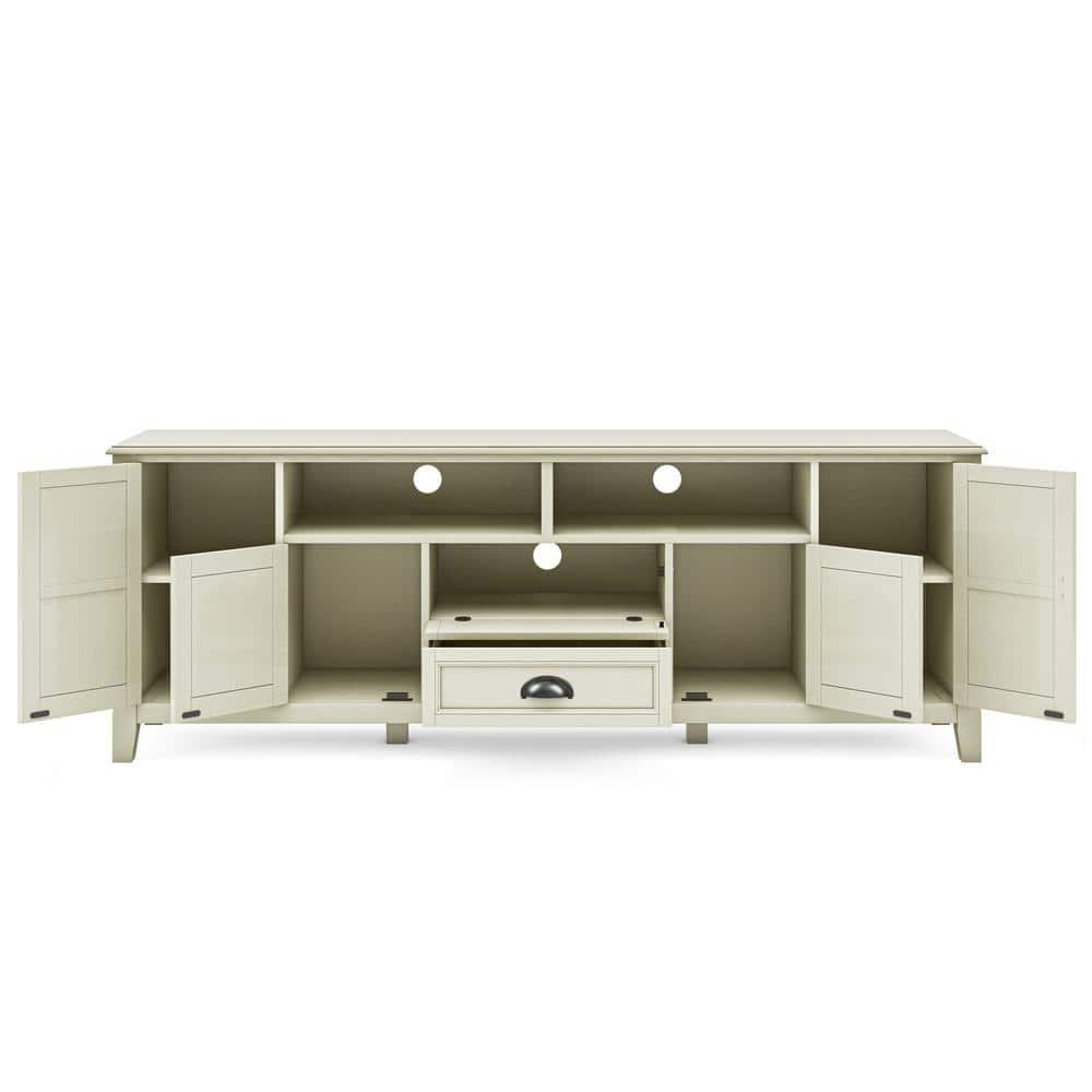 Simpli Home Burlington 72"W Solid Wood TV Stand for TVs up to 80" with 4 Cabinets