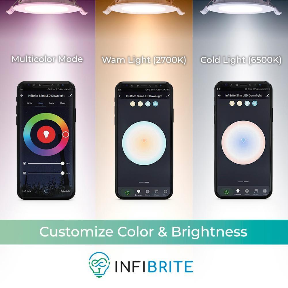 Infibrite IB-002-1-12W-HLW-24PK 6'' Tunable Color Temperature Dimmable Air-Tight IC Rated LED Canless Recessed Lighting Kit (Set of 24)