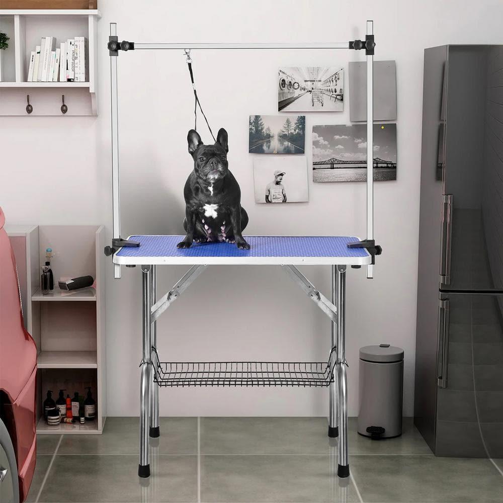 Blue Heavy-Duty Stainless Steel Folding Pet Grooming Table