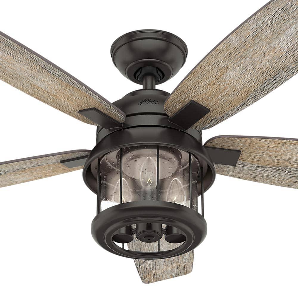 Hunter Fan 52" Coral Bay 5 - Blade Outdoor Standard Ceiling Fan with Remote Control and Light Kit Included