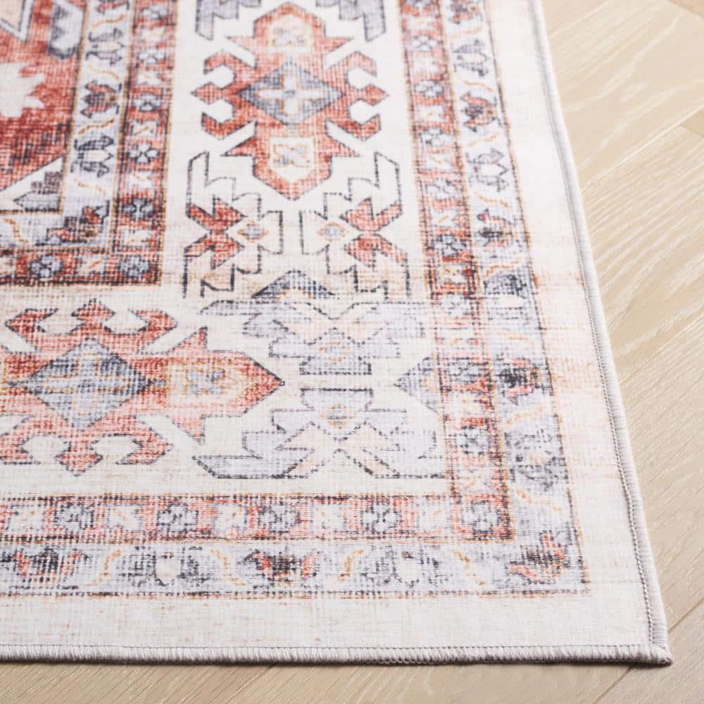 Arizona ARZ512 Power Loomed Machine Washable Area Rug - Rust/Light Blue - 5'x8' - Safavieh.