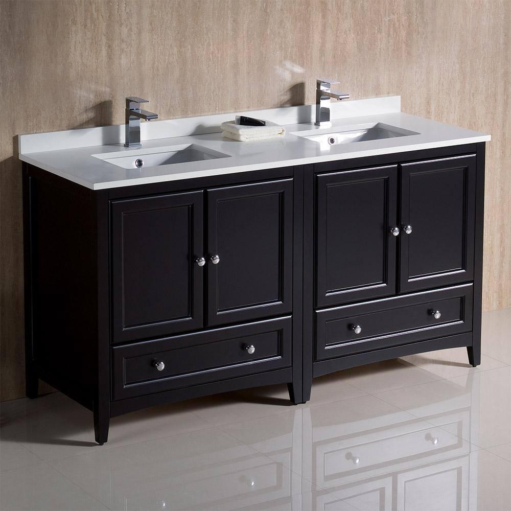Oxford 60" Freestanding Double Sink Bathroom Vanity with Top and Sinks (Faucets Not Included)