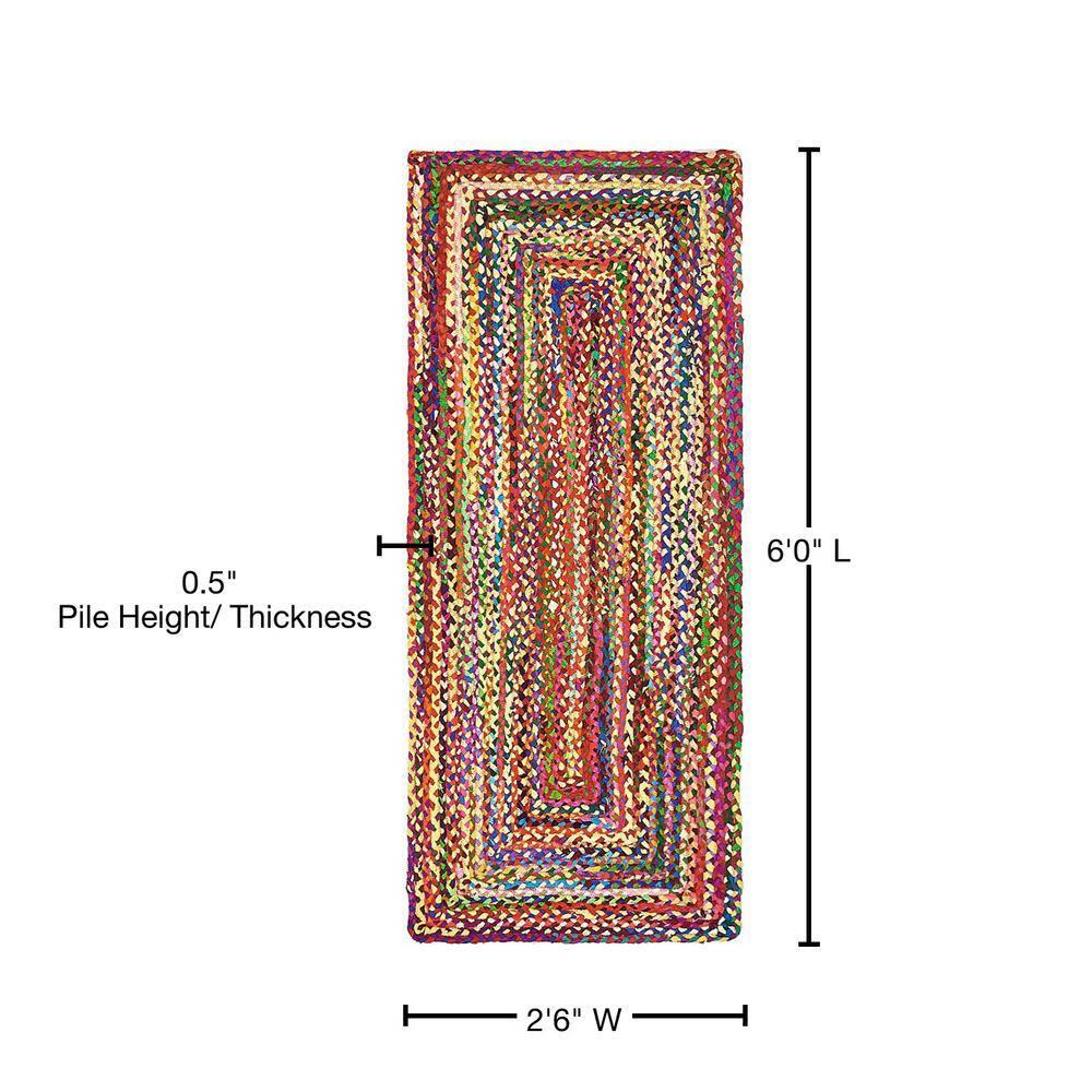 Unique Loom Braided Chindi Collection Area Rug - Layer (2' 7" x 6' 1" Runner Multi/Blue)