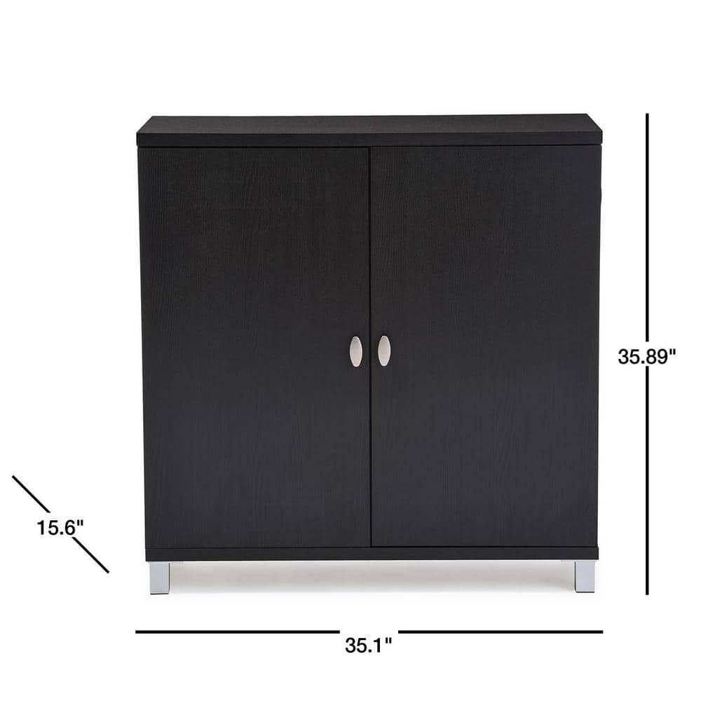 Baxton Studio Marcy Modern and Contemporary Wood Entryway Storage Sideboard Cabinet - Dark Brown: Fixed Shelves, Wood Composite