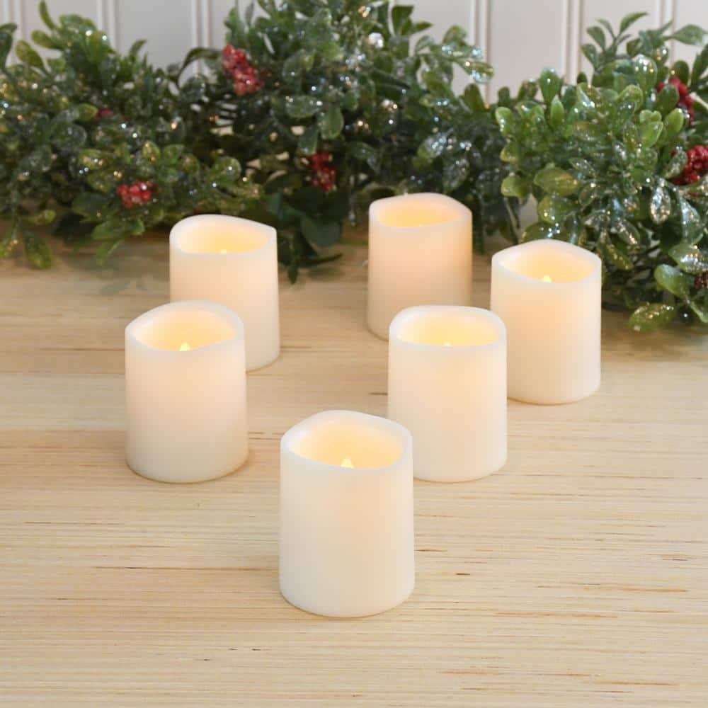 LumaBase Battery Operated LED Mini Pillar Candles - Set of 6