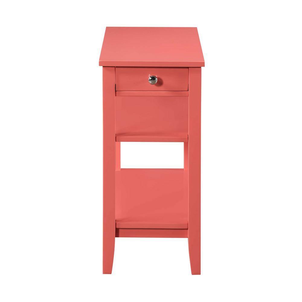 Convenience Concepts American Heritage 1 Drawer Chairside End Table with Shelves, Coral