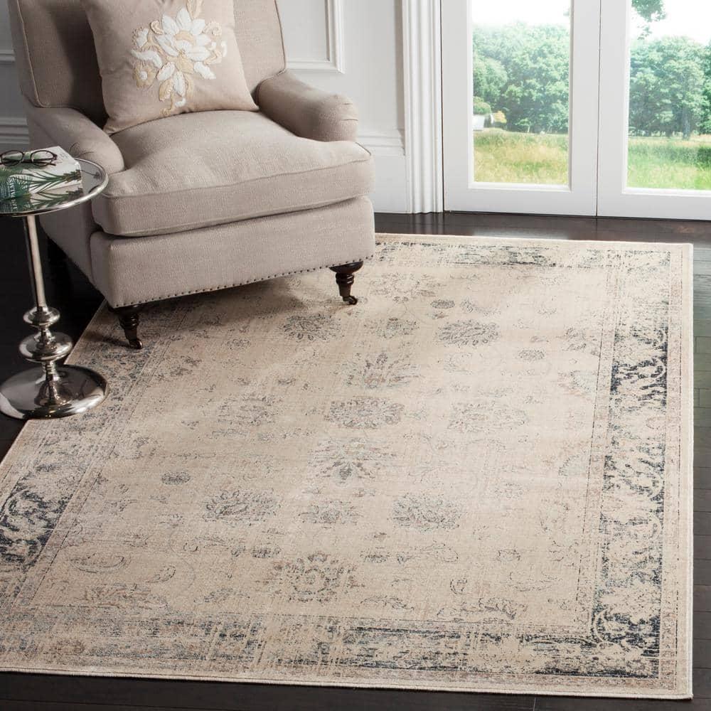 Vintage VTG117 Power Loomed Indoor Skid-Resistant Area Rug - Stone/Blue - 5'3"x7'6" - Safavieh