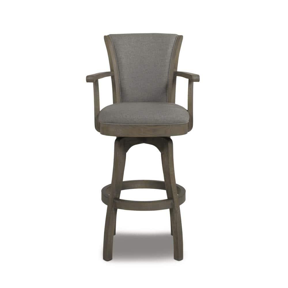 Jennifer Taylor Home Williams 31" Swivel Bar Stool with Armrests Heathered Grey