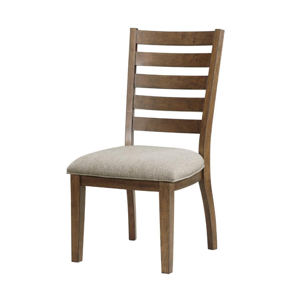 Benjara BM316760 23 in. Trea Ladder Back Brown & Beige Cushioned Seat Side Dining Chair