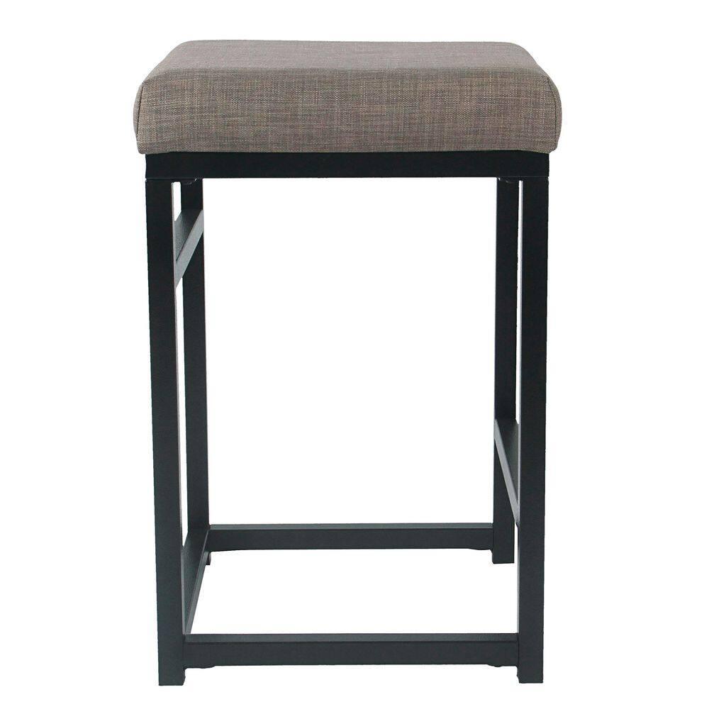 24" Open Back Metal Counter Height Barstool Dark Gray - HomePop: Kitchen Island Seating