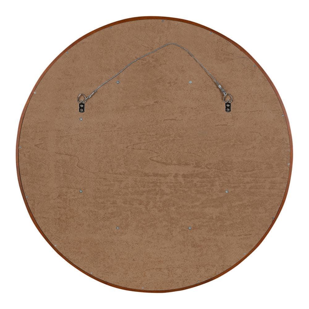 Kate & Laurel All Things Decor 30" Evans Round Wall Mirror Walnut Brown: Modern Style, Wood Frame, No Assembly Required
