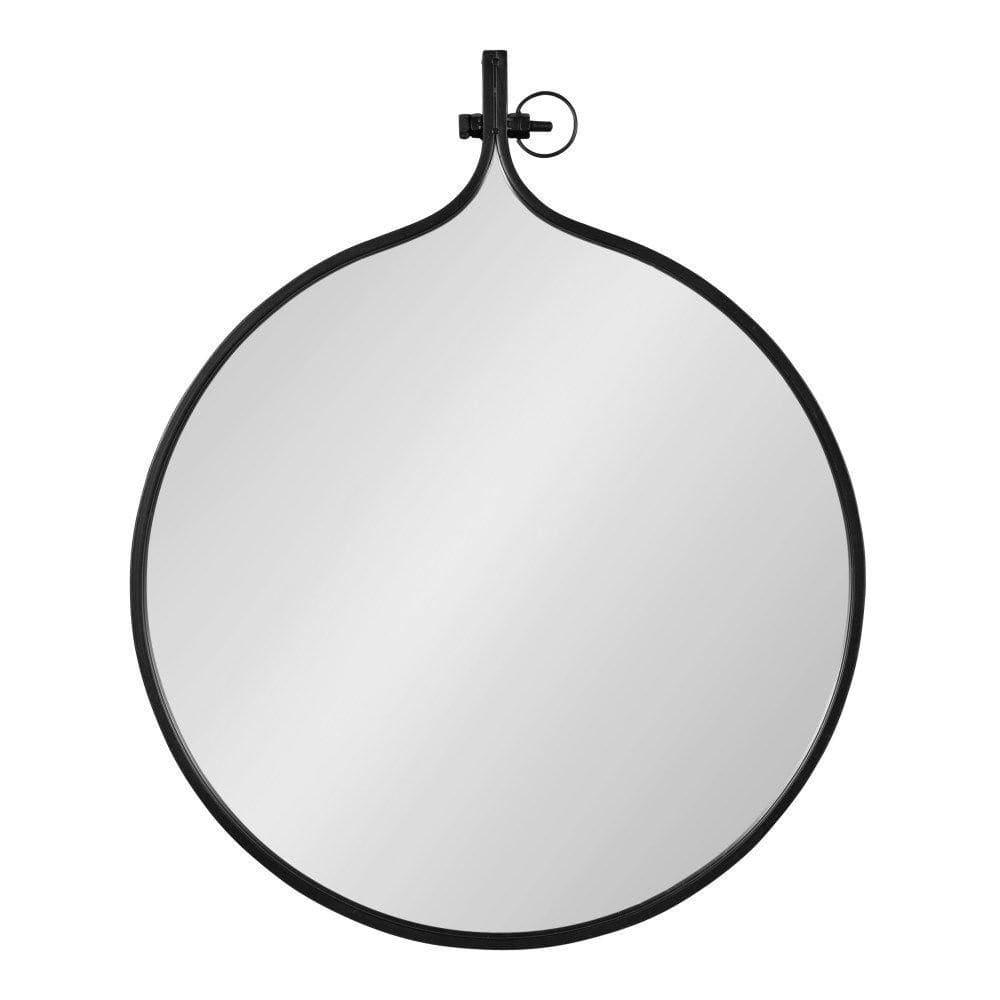 Kate & Laurel All Things Decor 30" x 37" Yitro Metal Framed Wall Mirror Black: Modern Round Vanity, No Assembly Required