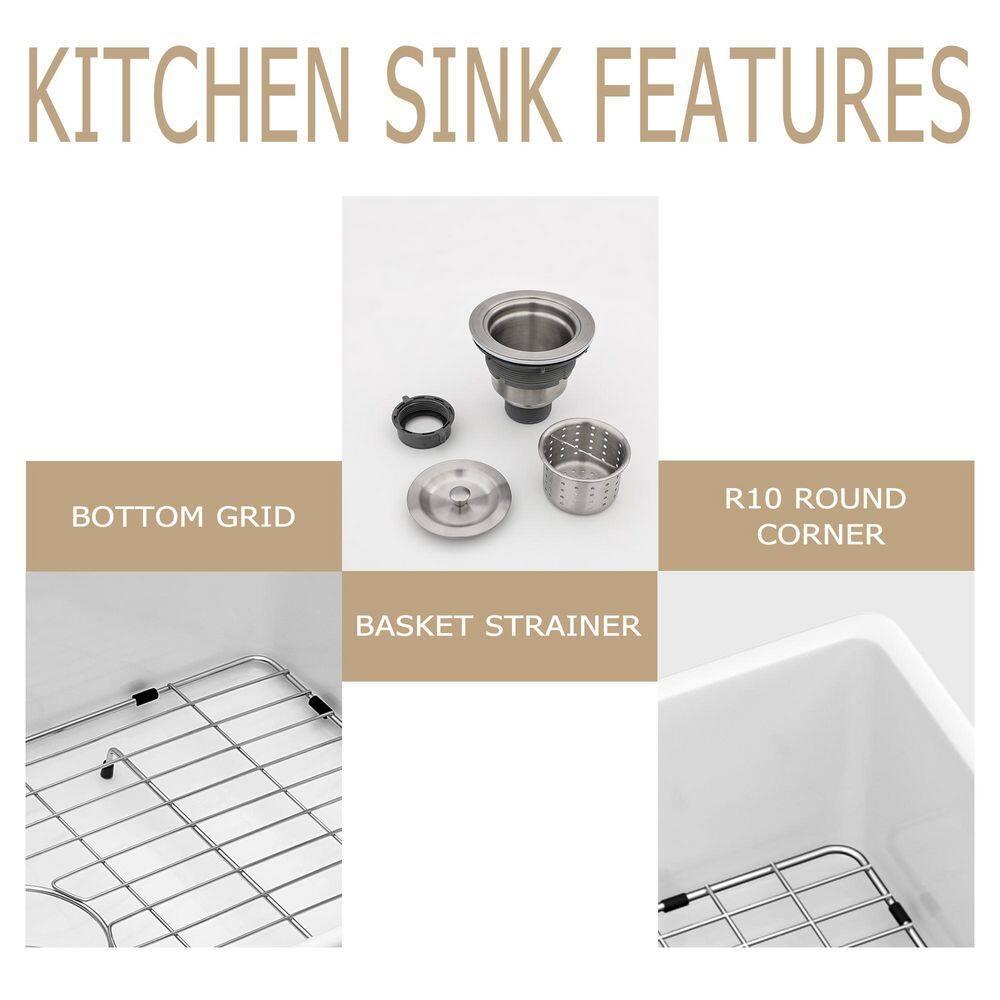 Sarlai 32'' L x 19" W White Ceramic 50/50 Double Basin Drop-In/Undermount Kitchen Sink with Sink Grids S-CSU3219-55