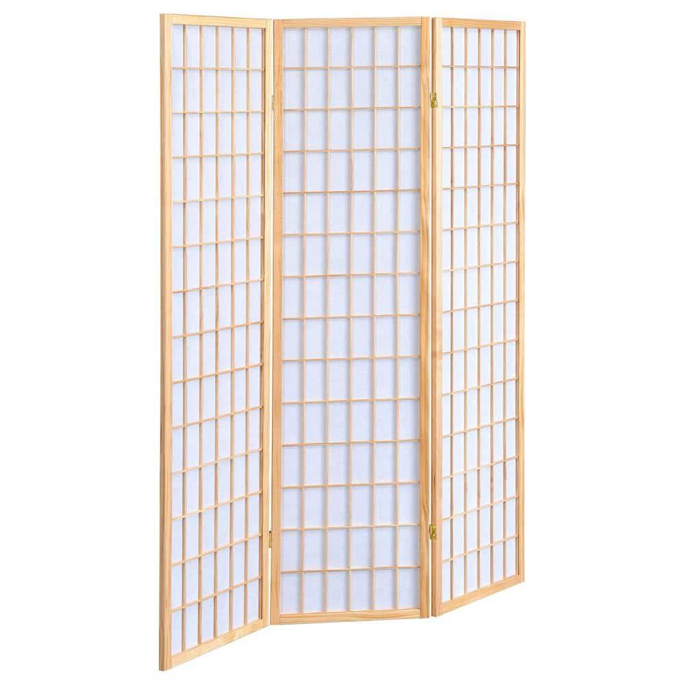Gold and White 3-Panel Shoji Folding Room Divider