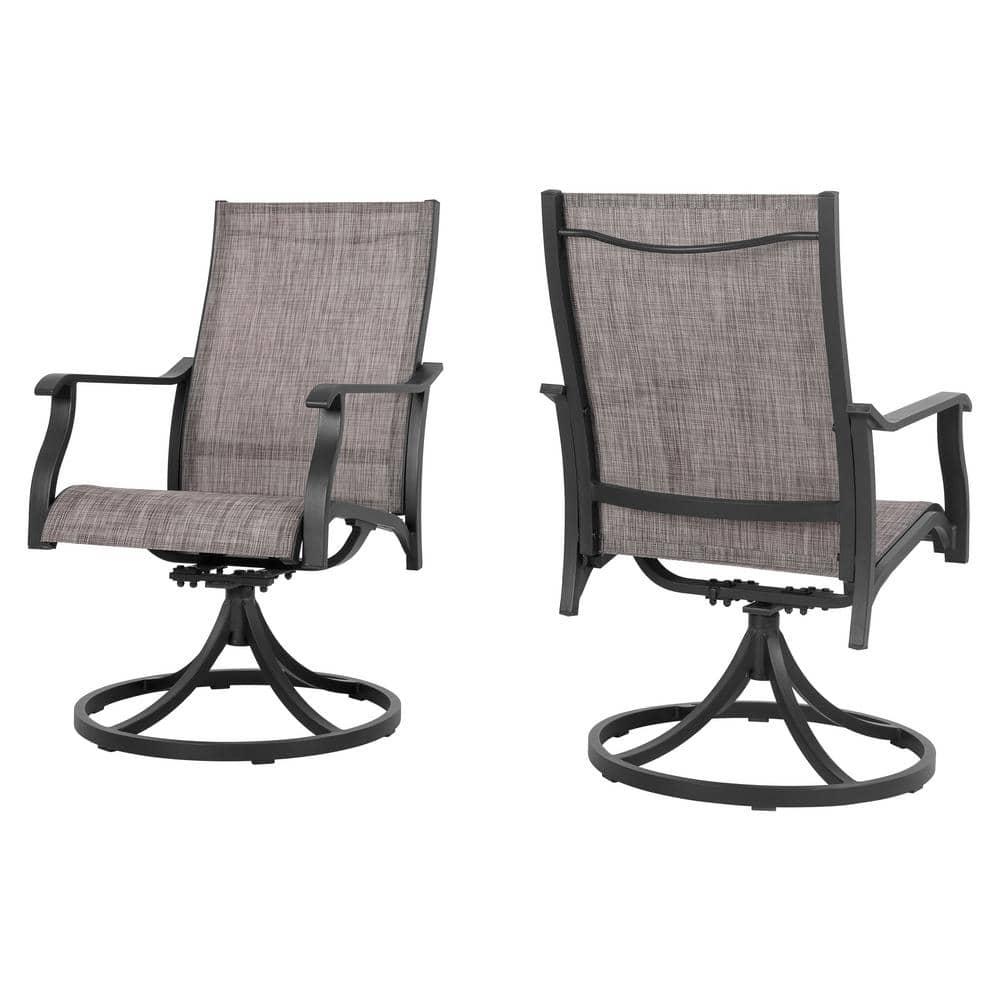 Nuu Garden Swivel Patio Chair Set of 2, All-Weather Textilene Outdoor Dining Chairs with High Back, Outdoor Dining Chair Set, Grayish Brown
