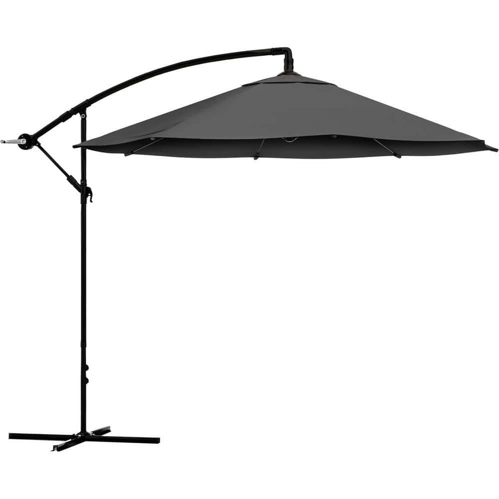 Pure Garden 10' Octagon Outdoor Patio Cantilever Umbrella Gray: Weather-Resistant with Crank Lift, 8 Ribs