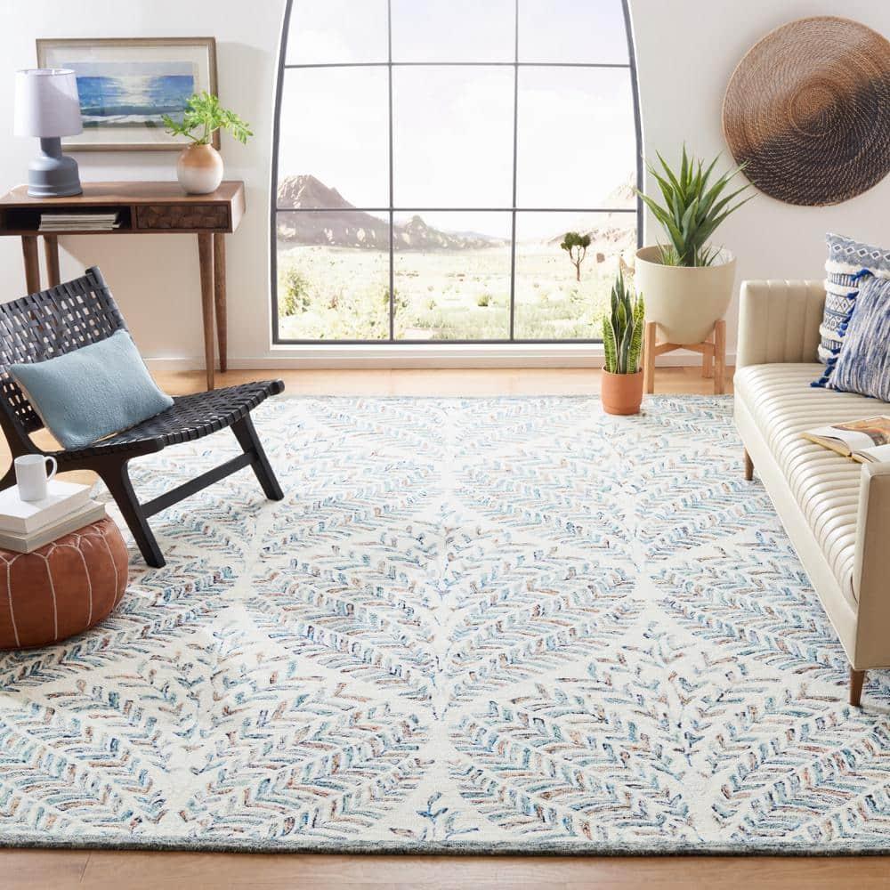 Capri CPR208 Tufted Indoor Area Rug - Ivory/Blue - 9'x12' - Safavieh