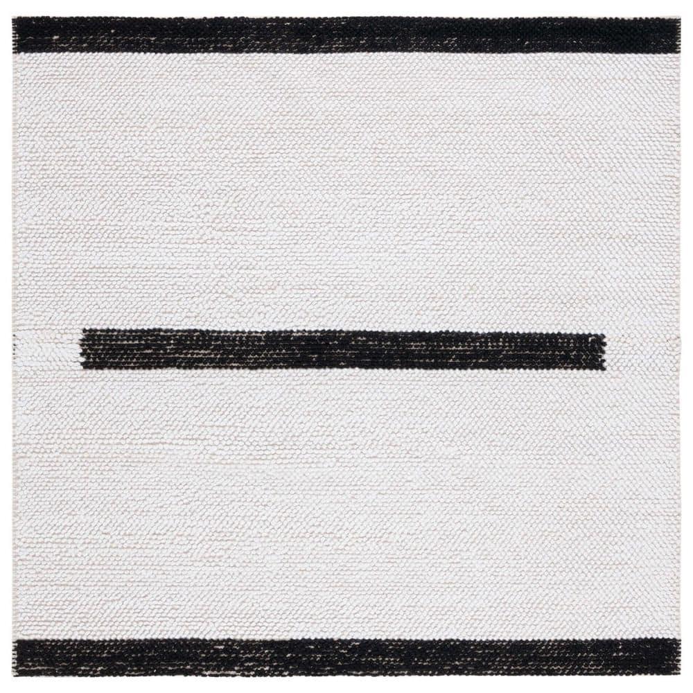 Natura NAT324 Flat Weave Indoor Area Rug - Ivory/Black - 6'x6' - Safavieh