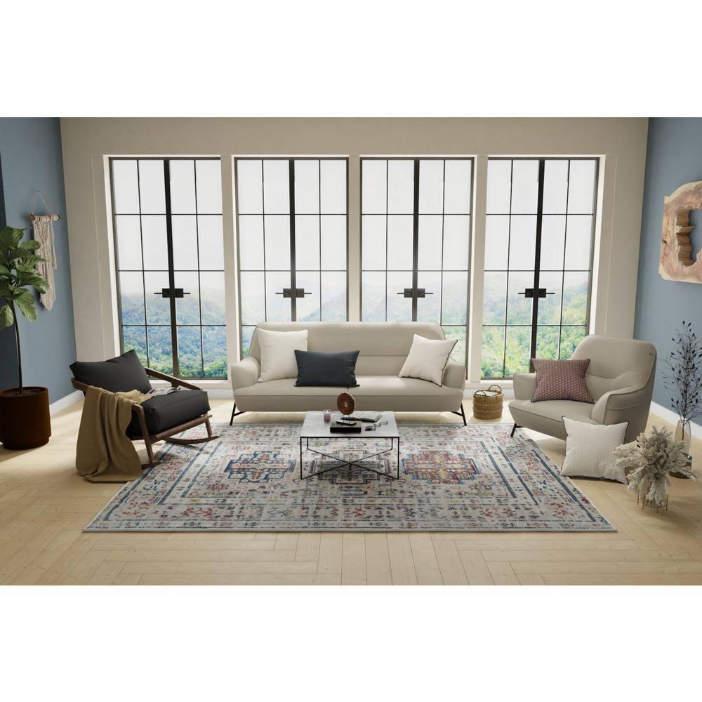 Rugs America Gallagher GL55D Flaxen Sundara Vintage Transitional Red Area Rug for Dining Room Rug Neutral Rug Living Room Rug Kitchen, 5'3"x7'
