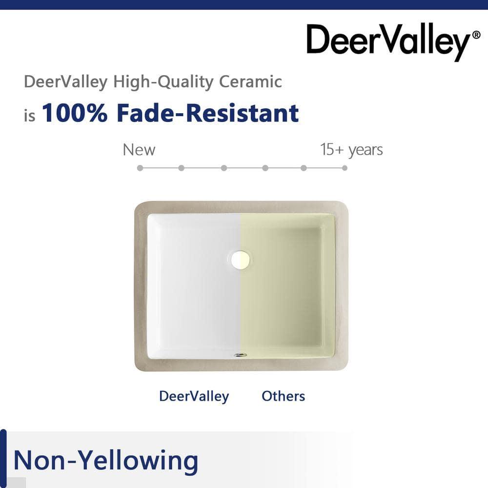 DeerValley Ursa 20" X 15.6" Rectangular Vitreous China Undermount Bathroom Sink with Overflow