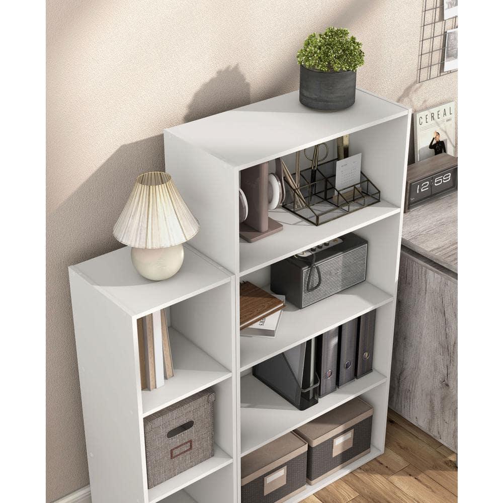 24/7 Shop At Home 46.9" Silkpath Modern 4 Tier Stackable and Modular Bookcase White: Modular Organizer, Open Shelving