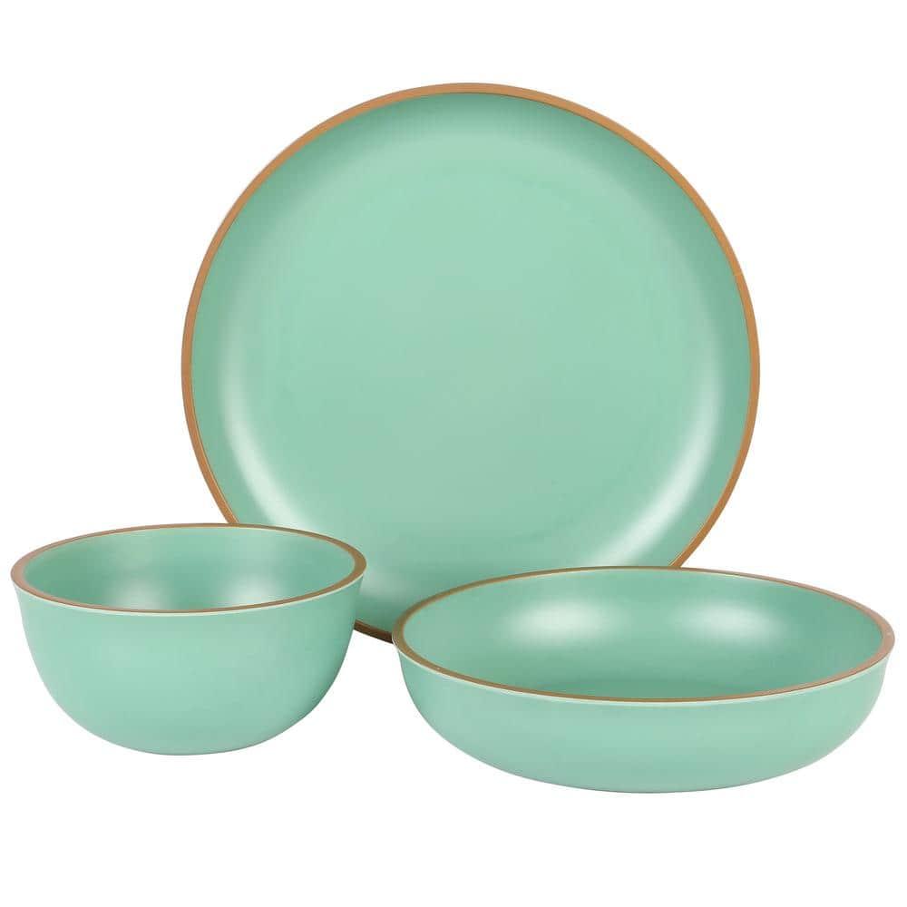Gibson Home Rockabye 12 Piece Double Bowl Melamine Dinnerware Set