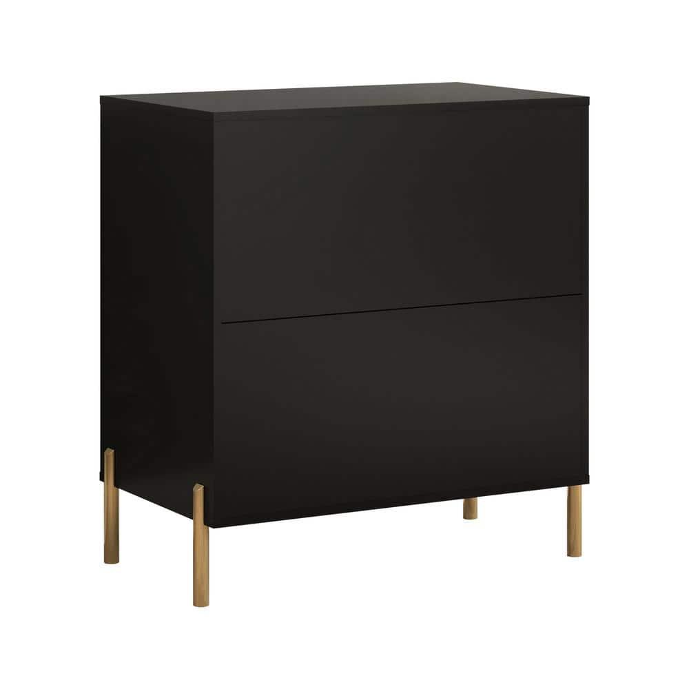 Festivo 2pc Modern Elegance 3 Drawer Nightstands Side Table Set Black