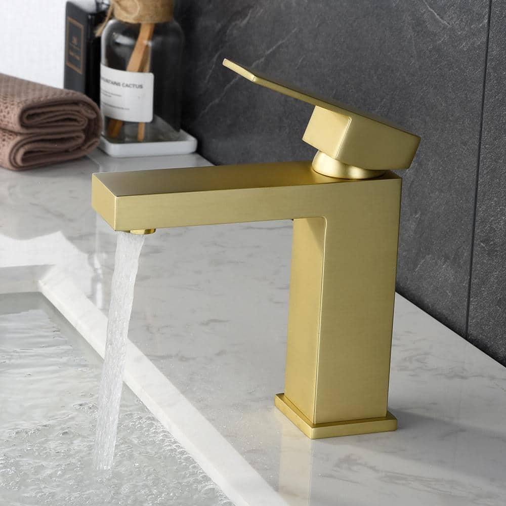 Brushed Gold Vessel Sink Faucet Bathroom Tall Faucet Single Handle