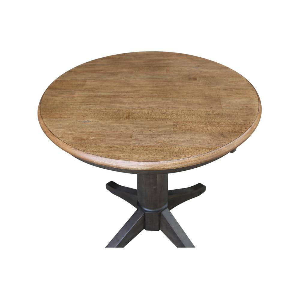 29" Dining Height Madeline Round Top Pedestal Table Hickory Brown - International Concepts: Solid Wood, Kitchen, Non-Extension