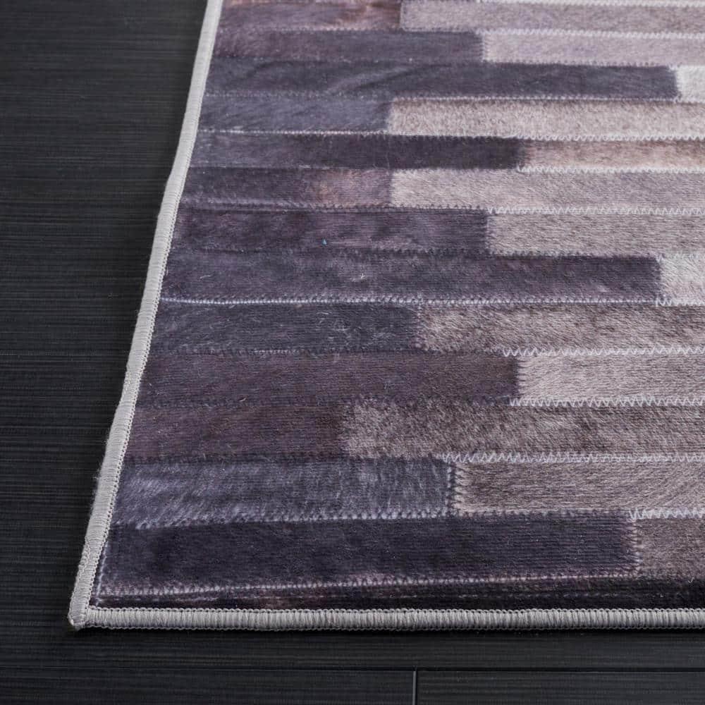 Faux Hide FAH514 Power Loomed Machine Washable Area Rug - Ivory/Grey - 6'x9' - Safavieh.
