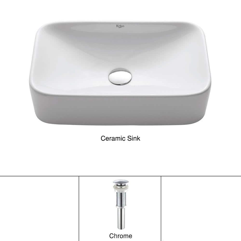 Ceramic Ceramic Rectangular Vessel Bathroom Sink