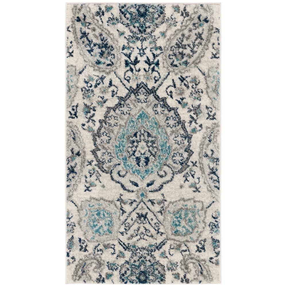 Madison MAD600 Power Loomed Indoor Accent Rug - Cream/Light Grey - 2'3"x4' - Safavieh