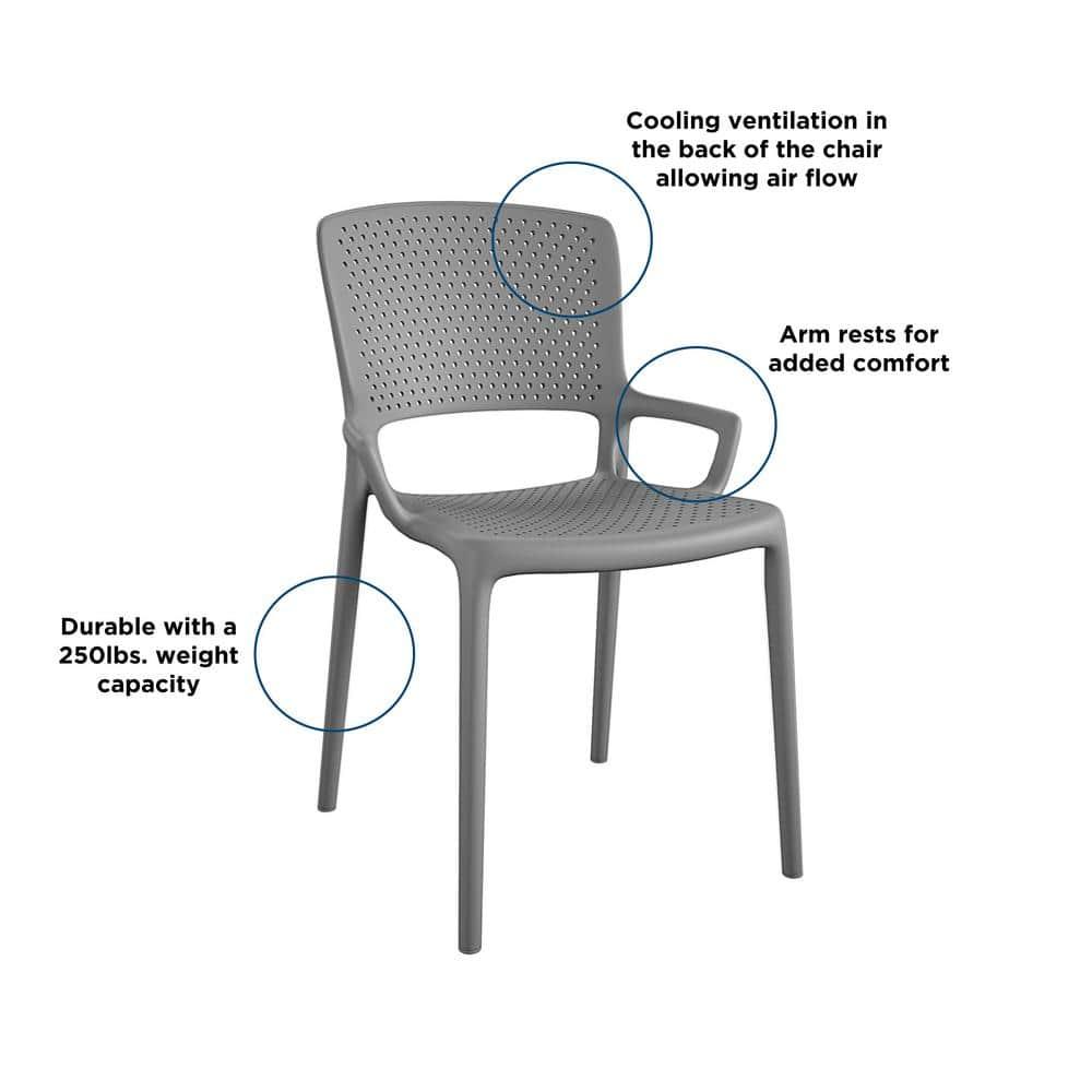 COSCO Outdoor/Indoor Stacking Resin Chair with Square Back and Arms