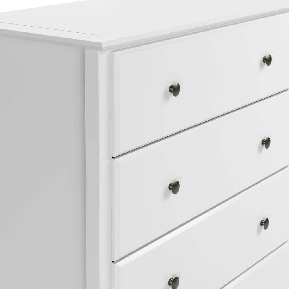 Camaflexi Shaker Style Solid Wood 5-Drawer Bedroom Chest in White