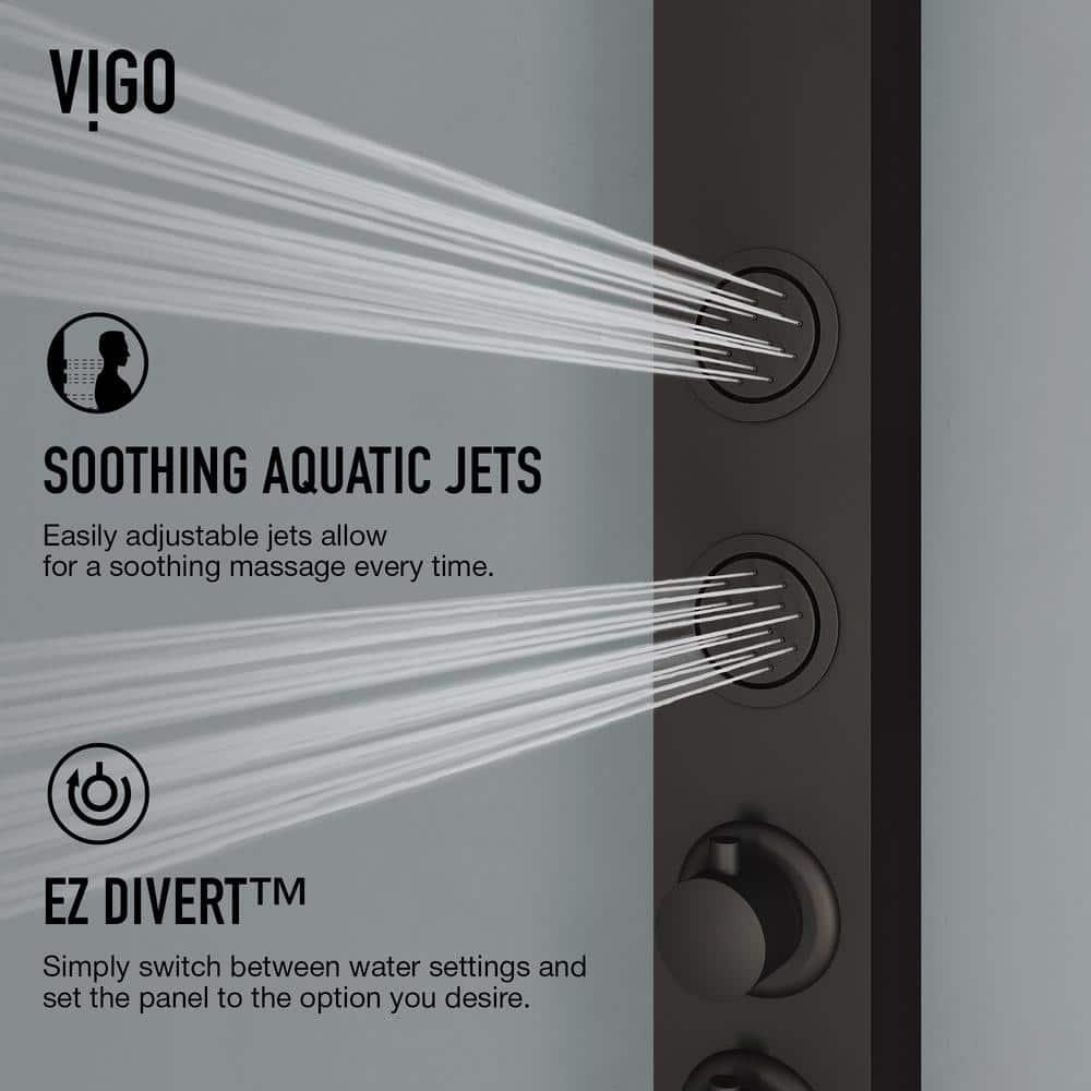 Sutton 58" H X 4" W EZDivert™ 4-Jet Shower System with Hand Shower Wand and Adjustable Shower Head