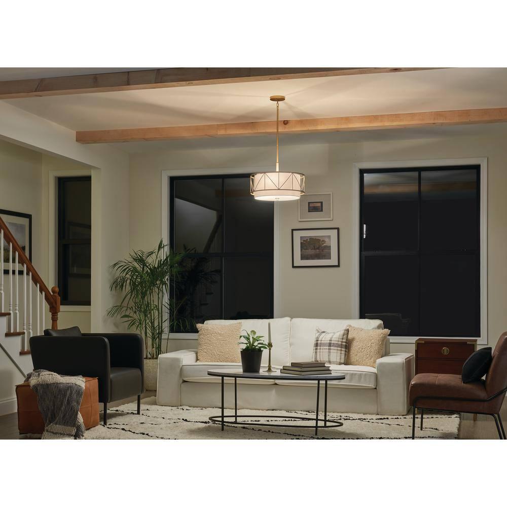 52075CLG-Kichler Lighting-Birkleigh - 3 Light Convertible Semi-Flush Mount In Art Deco Style-9.5 Inches Tall-Classic Gold Finish