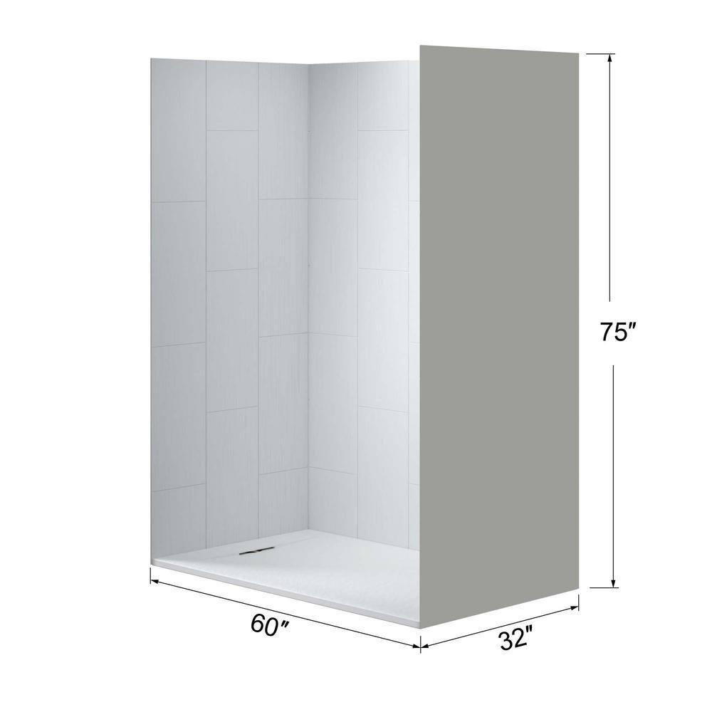 WoodBridge 60'' W 75'' H Framed Rectangle Shower Stall SWP603675-3-SB-M+SUS-WH-6036