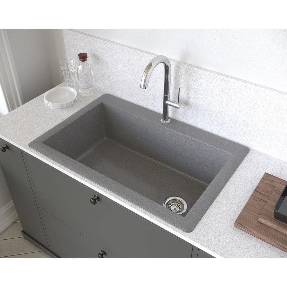33'' L Drop-In Single Bowl Granite Kitchen Sink