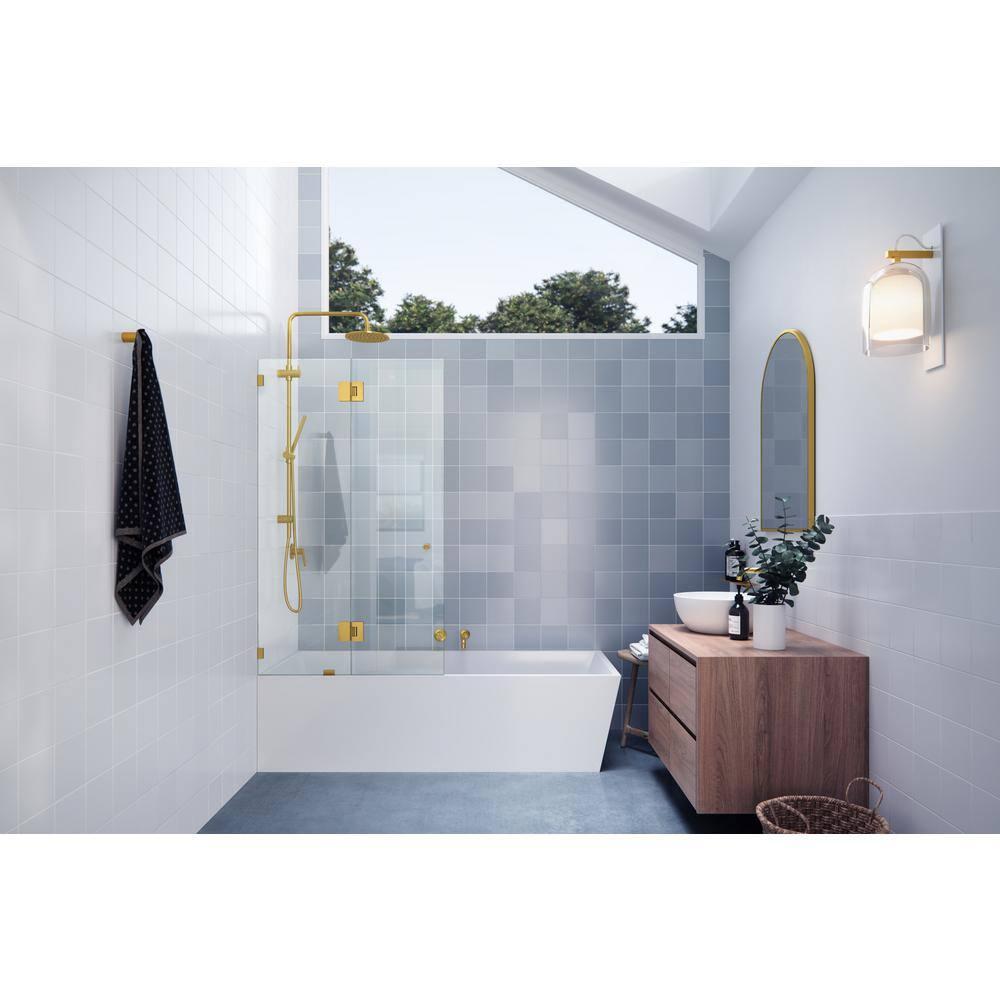 Glass Warehouse 34" W. x 58.25" H in. Frameless Glass Hinged Bathtub Door GW-B-GH-34-SB