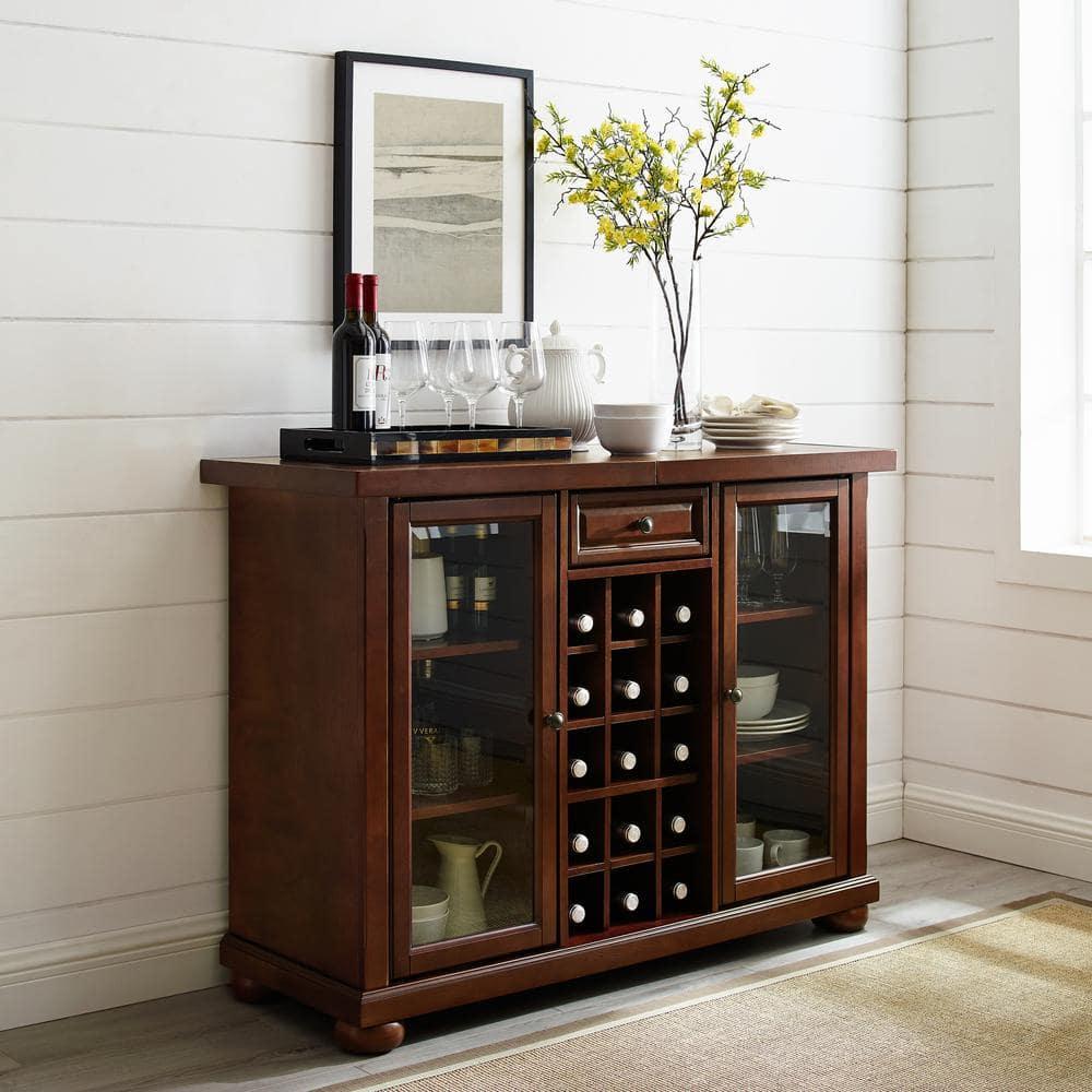 Crosley Alexandria Sliding Top Bar - Vintage Mahogany