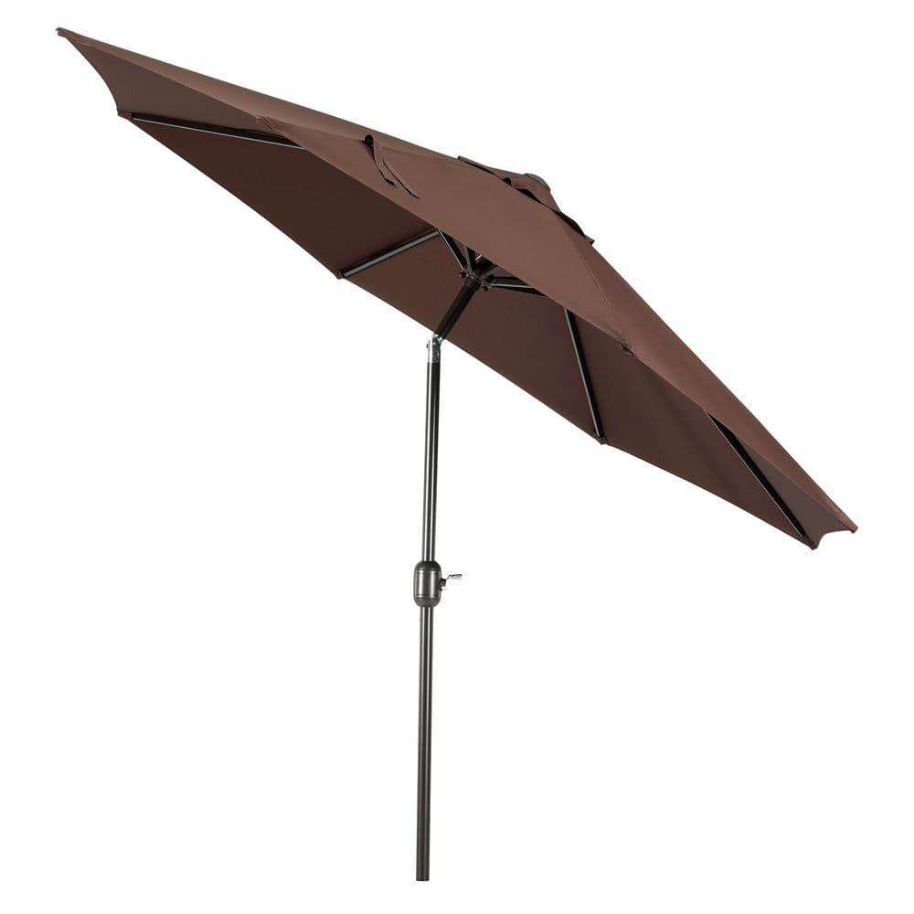 WestinTrends 9 Ft Outdoor Patio Market Table Umbrella with Tilt and Crank, Coffee