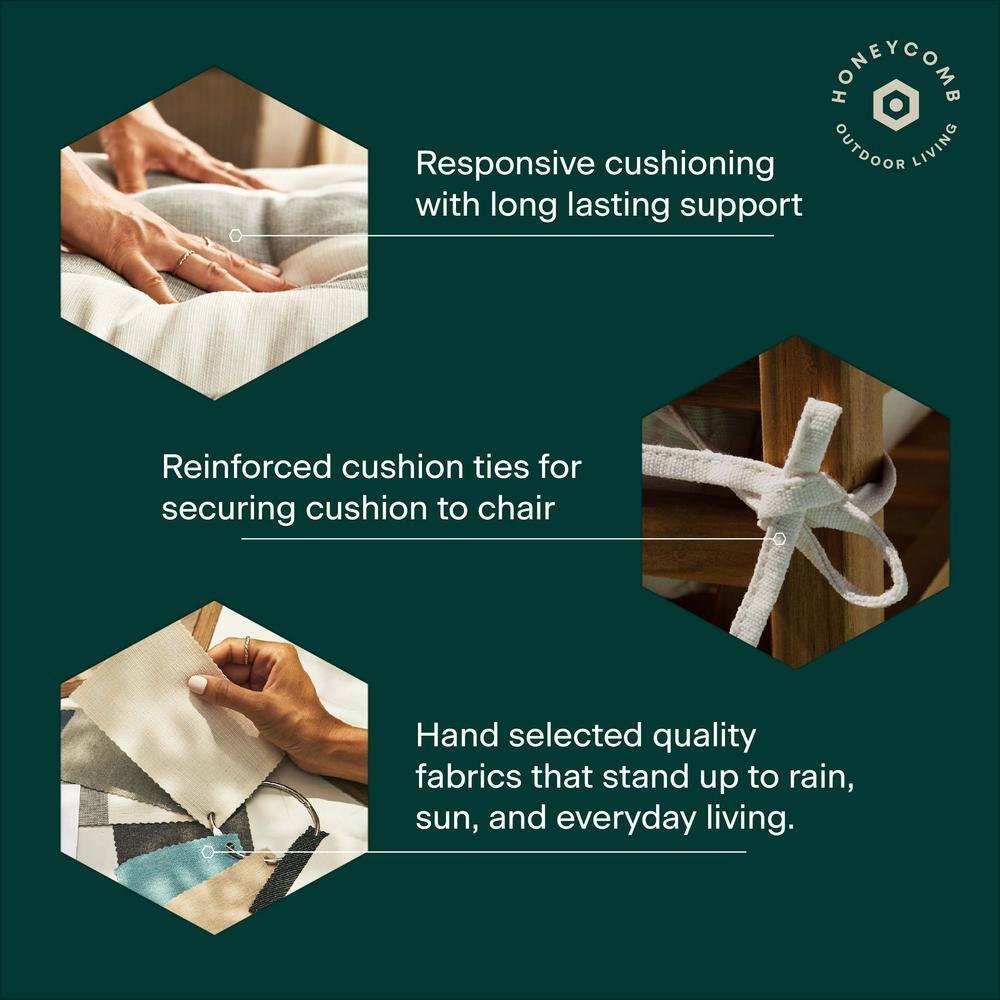 Honeycomb Outdoor Highback Dining Chair Cushion - Textured Solid Pacific Blue