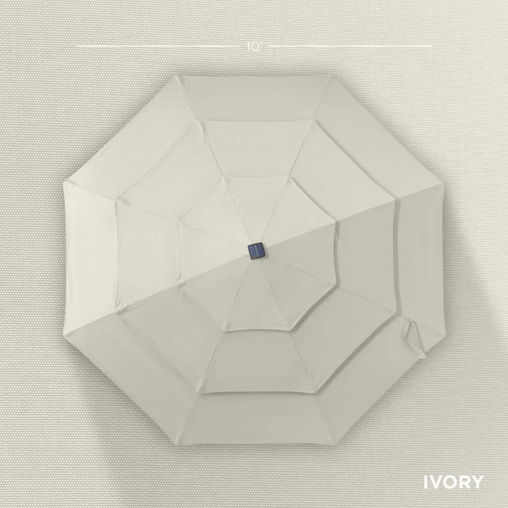 Best Choice Products 10ft 3-Tier Solar Patio Umbrella w/ 24 LED Lights, Tilt Adjustment, Easy Crank - Ivory