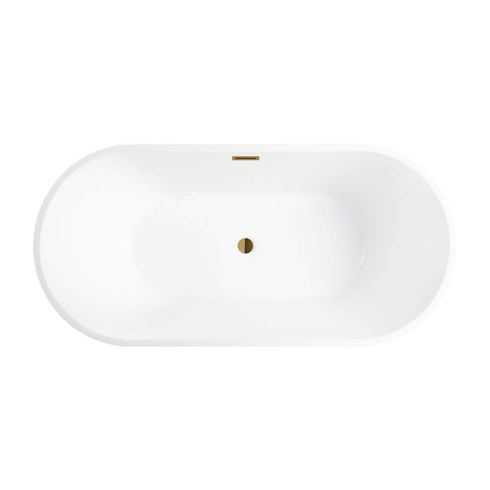 Iris 59" x 30" Freestanding Soaking Acrylic Bathtub
