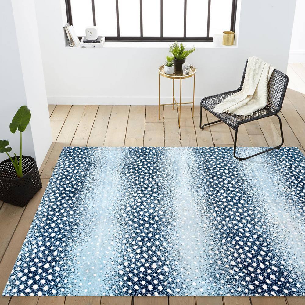 4'x 6' Antelope Modern Animal Area Rug, Blue/Cream - JONATHAN Y