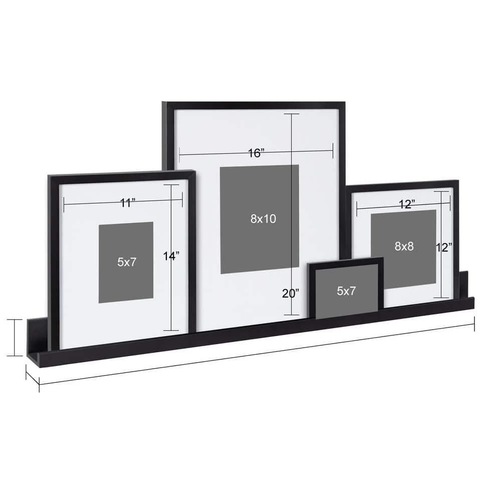 5pc Gallery Frame/Shelf Box Set Black - Kate & Laurel All Things Decor: Wall Ledge, Wood, Modern Decor Style
