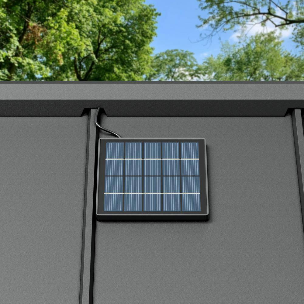 Sunjoy Sunjoy Wooden Grill Gazebo with Solar Power, 8 x 12 ft. Hardtop Gazebo for Year-Round Grilling, Outdoor Cedar Frame Cooking Shelter with Decorative Fence for Backyard BBQs Party