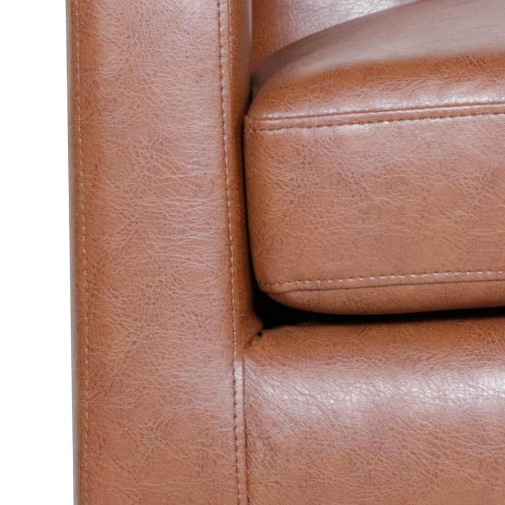 Noble House Annisa Faux Leather Club Chair, Cognac Brown and Espresso